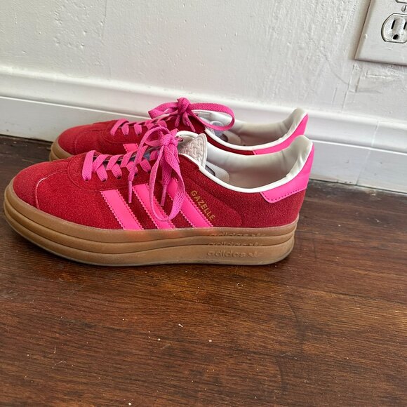 Adidas Gazelle Collegiate Red Lucid Pink Collegiate Red/Lucid Pink/Core White - Picture 3 of 9